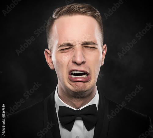Canvas Print Depressed crying man