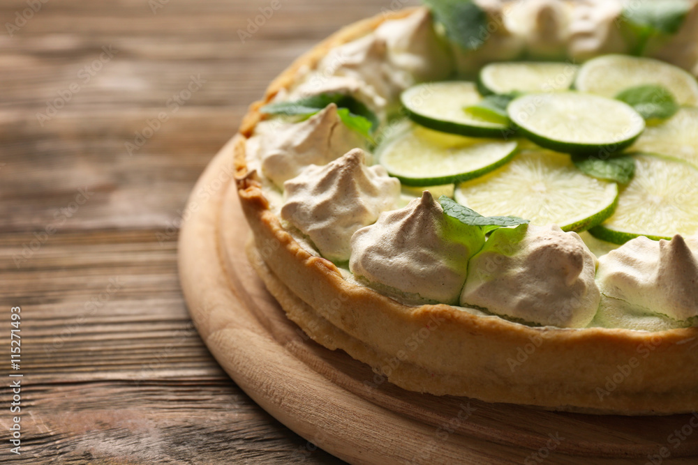 Tasty cake on wooden background Tasty cake on wooden background