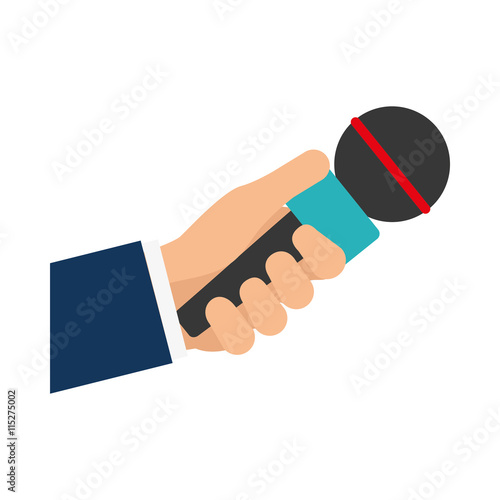 Broadcasting concept represented by microphone icon. isolated and flat illustration 