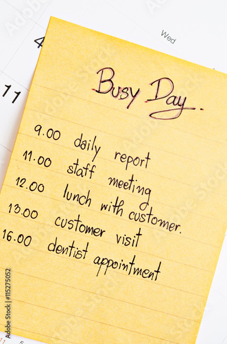 Busy day appointment business schedule. photo