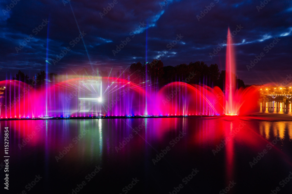 Night magic show of fountains on the central waterfront Roshen Night magic show of fountains on the central waterfront Roshen