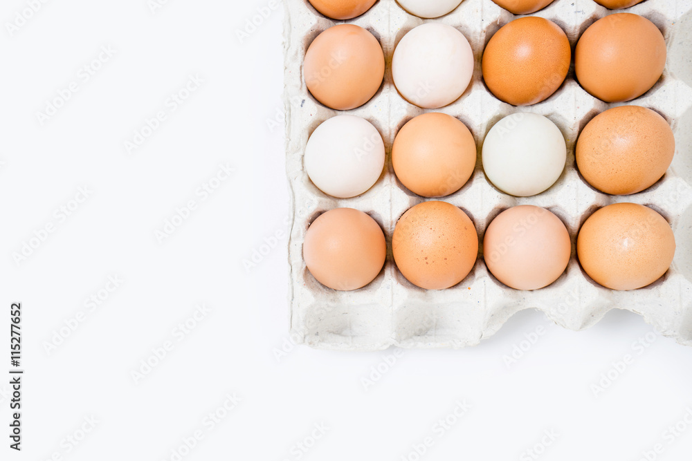 group of eggs in paper tray