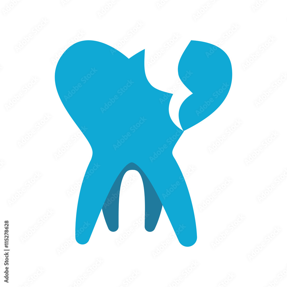 Dental care concept represented by broken tooth icon. isolated and flat illustration 