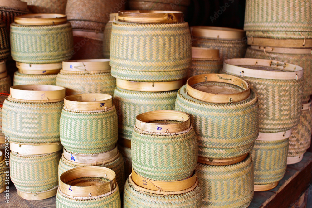 Bamboo wicker for sticky rice keeping on mealtime