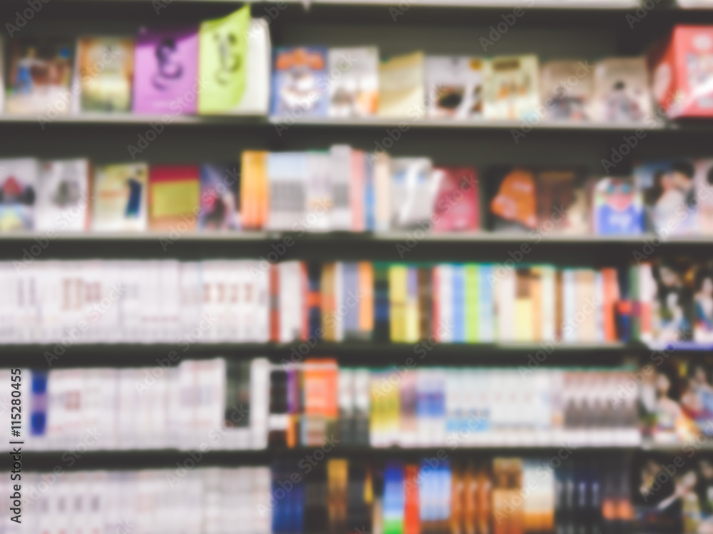 Blur or Defocus Background of  book and bookshelf in book store