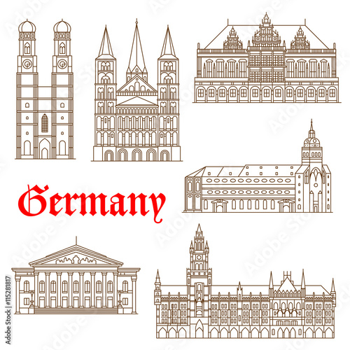 Famous landmarks of german architecture icon