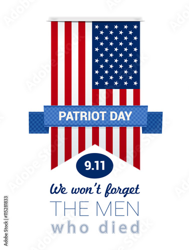 9.11 Patriot Day with USA flag and ribbon illustration. vector