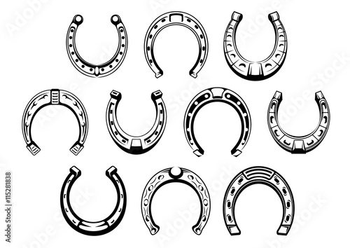 Obraz na plátne Lucky horseshoes retro symbol for talisman design