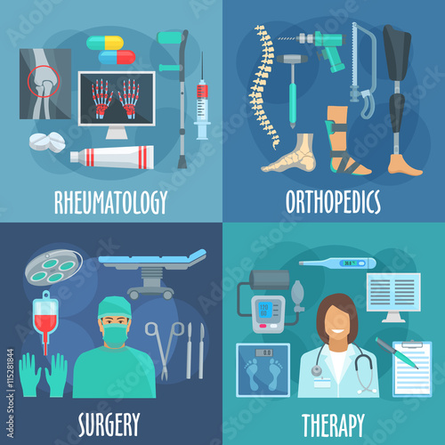 Surgery, therapy, orthopedic, rheumatology icons