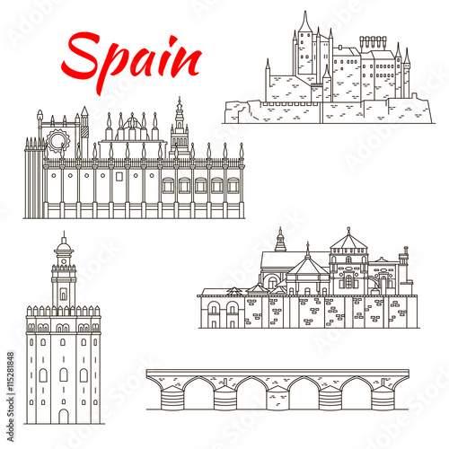 Spanish attractions icon for tourism design