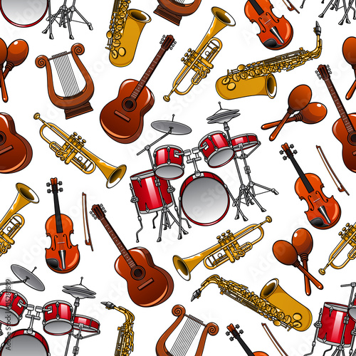 Seamless pattern of orchestra musical instruments