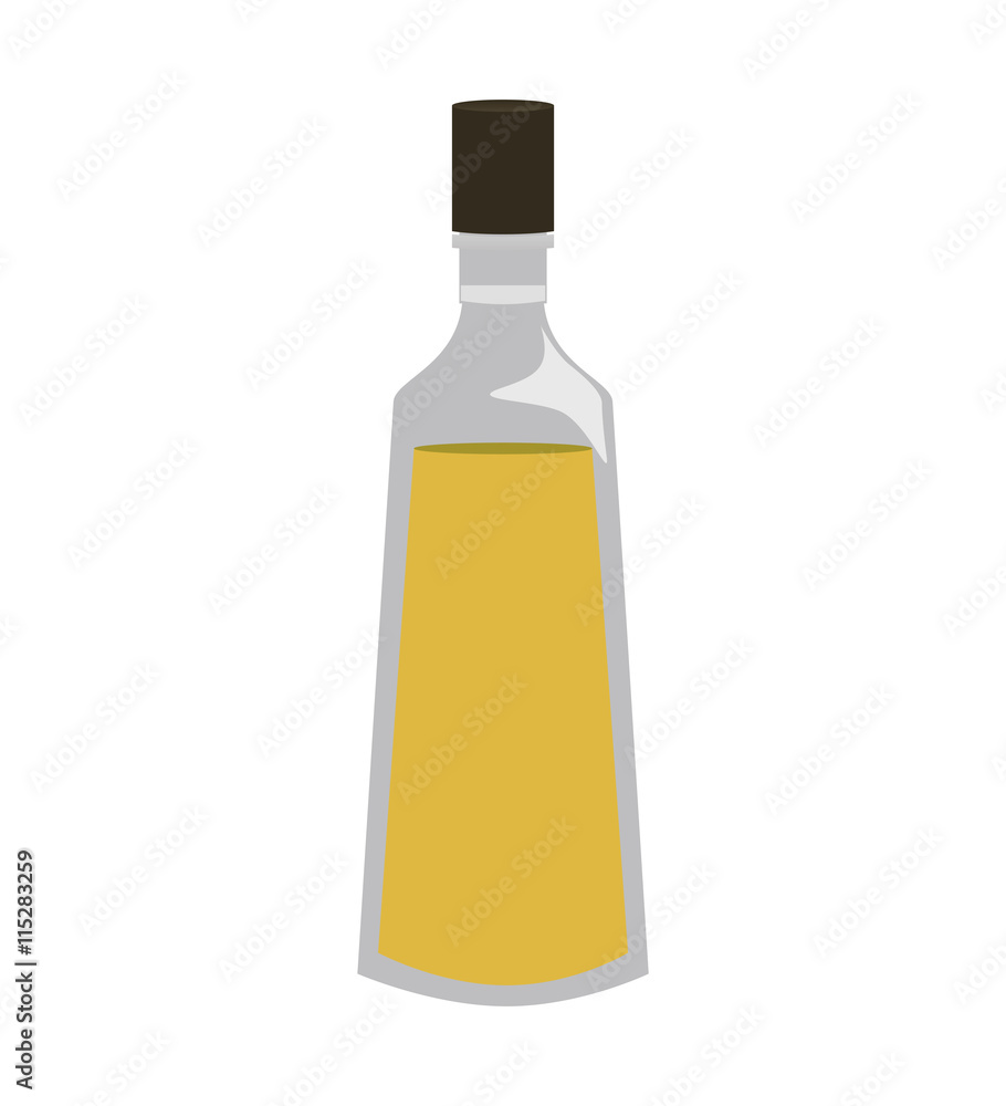 Jar concept represented by olive oil inside bottle of glass icon. isolated and flat illustration Jar concept represented by olive oil inside bottle of glass icon. isolated and flat illustration