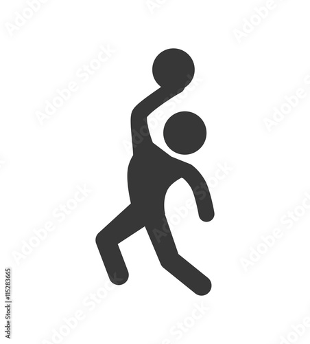 Healthy lifestyle concept represented by pictogram playing basketball con. isolated and flat illustration 