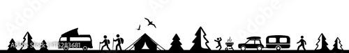 Silhouette Zelten und Wandern