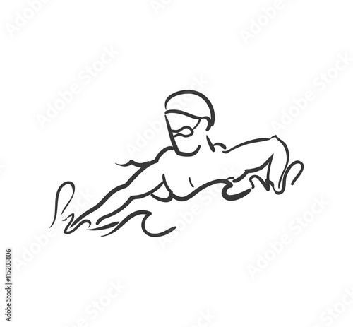 Healthy lifestyle concept represented by man swinmming icon. isolated and flat illustration  photo
