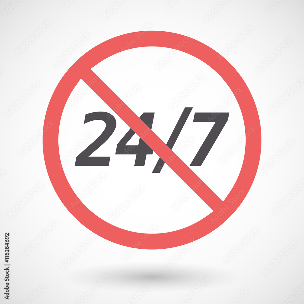 Isolated forbidden signal with    the text 24/7