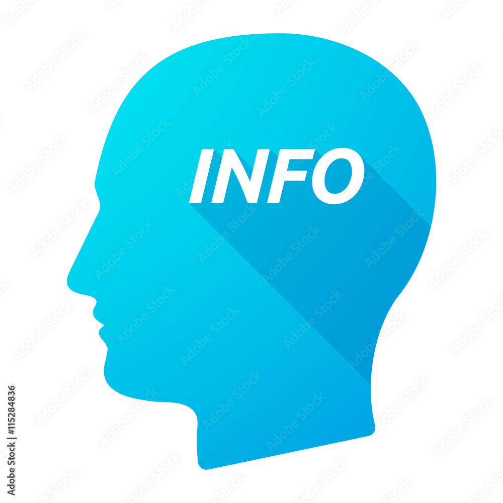 Isolated long shadow male head with the text INFO Isolated long shadow male head with the text INFO