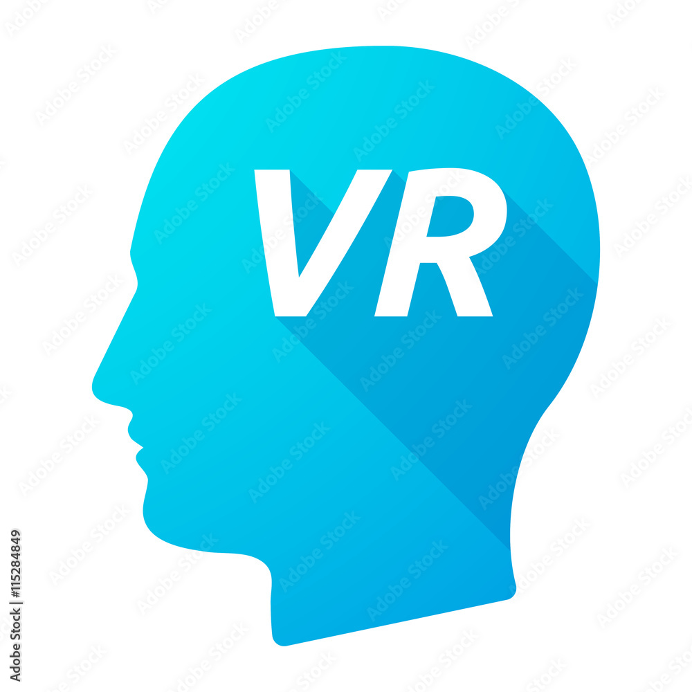 Isolated long shadow male head with the virtual reality acron Isolated long shadow male head with the virtual reality acron
