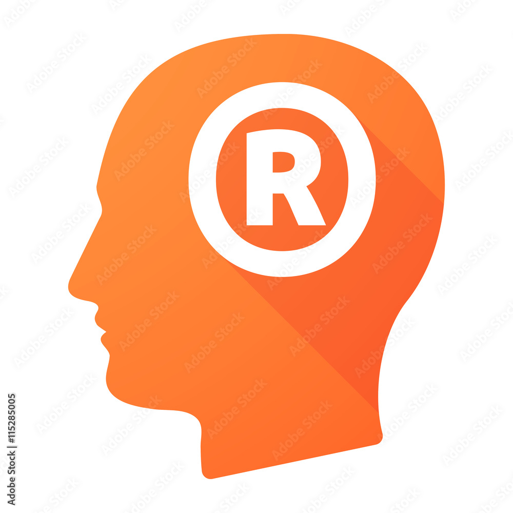 Isolated long shadow male head with the registered trademark Isolated long shadow male head with the registered trademark