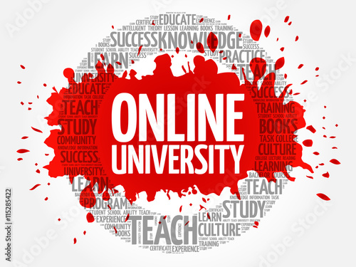 Online University word cloud collage, education concept background