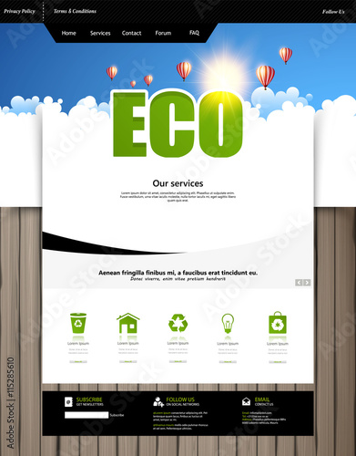 Green Eco Website Template layout. Vector design of website elements, ui ux kit.

