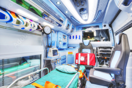 Interior of an ambulance. HDR version. High key. Soft focus.