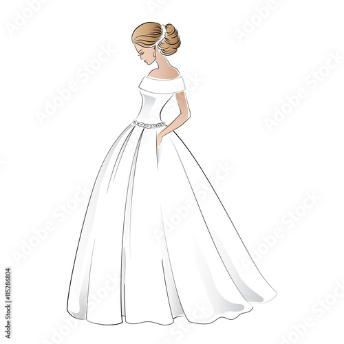 Beautiful bride in wedding dress with pretty hair style