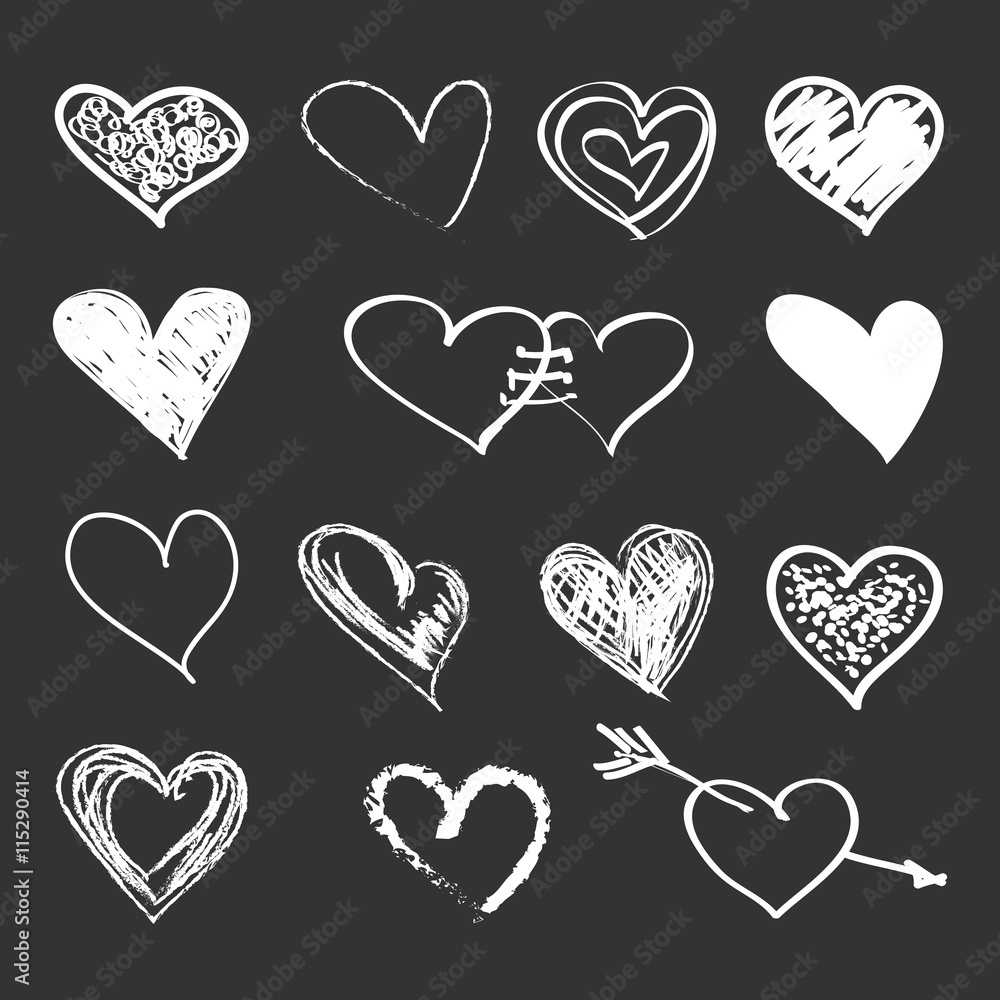 Vector hearts set. Hand drawn. Vector hearts set. Hand drawn.
