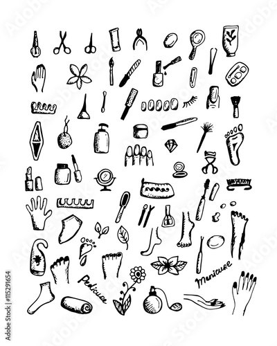 Manicure and pedicure set, sketch for your design
