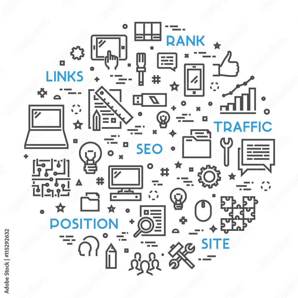Line concept for search engine optimization Line concept for search engine optimization