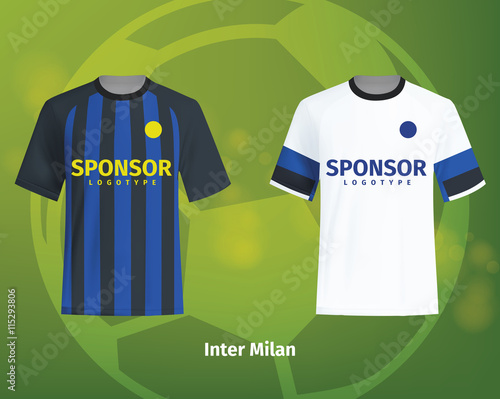 Color soccer T-shirts of Inter Milan. Football team equipment

