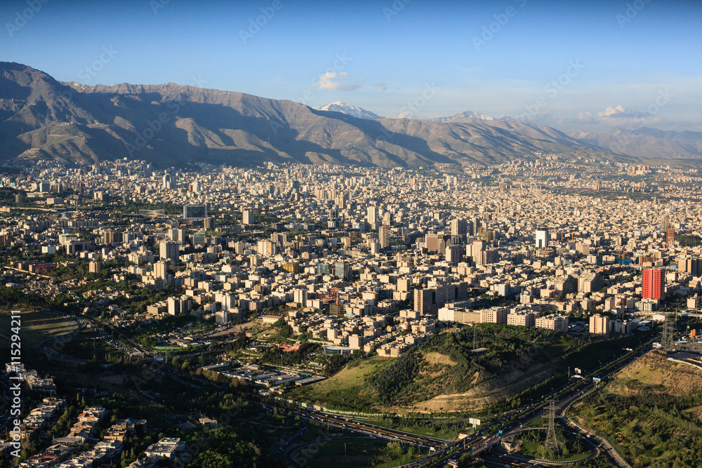 Aerial view of Tehran city from Milad tower, Iran
