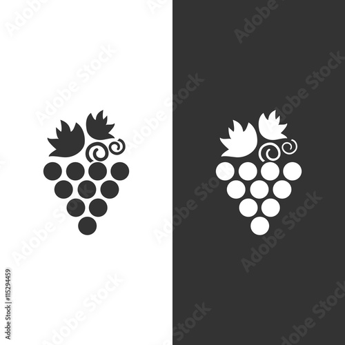 Leinwand Poster Grapes icon on black and white background