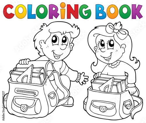 Coloring book school kids theme 3