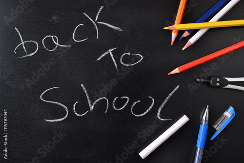 Back to school concept written on a blackboard