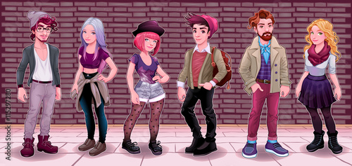 Group of young people with underground background
