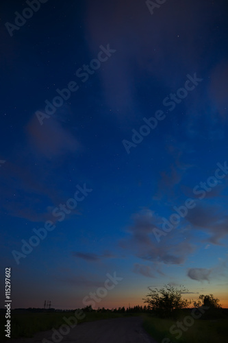 Stars and clouds in the sky after sunset.