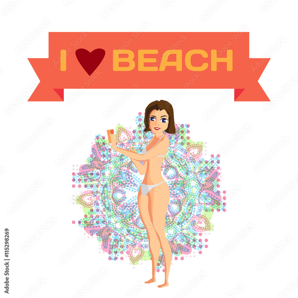 Woman dressed in white swimsuit is standing sunbathe and anoint Woman dressed in white swimsuit is standing sunbathe and anoint