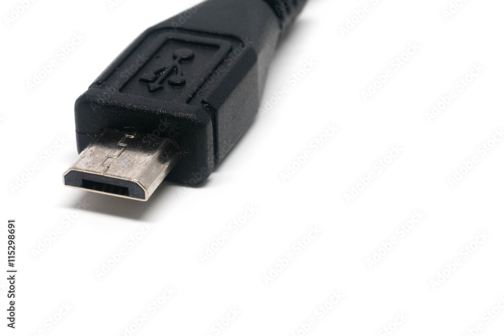 micro usb cable isolated on white background close up micro usb cable isolated on white background close up