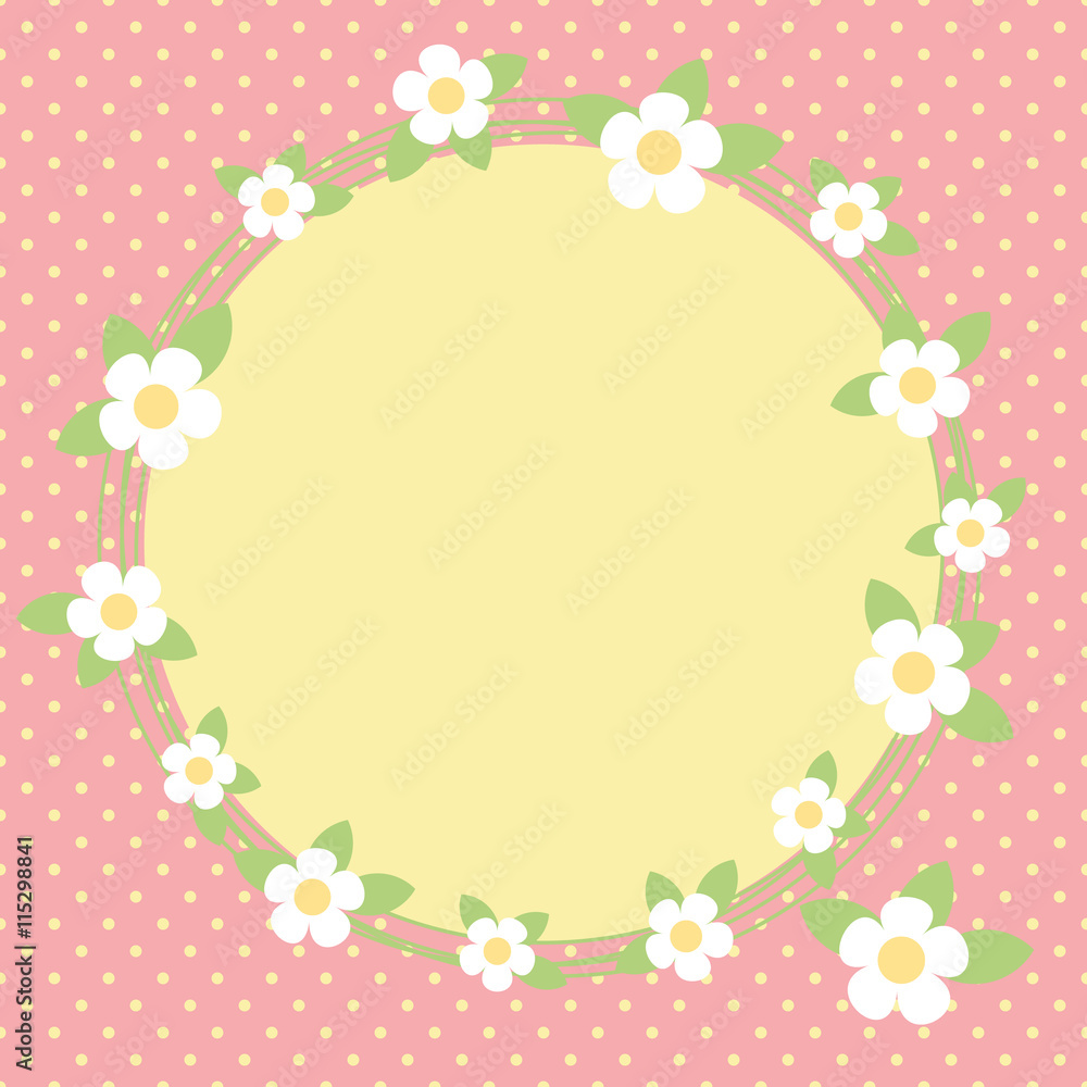 Lovely frame with flowers, Lovely frame with flowers, soft colors, polka-dot Lovely frame with flowers, Lovely frame with flowers, soft colors, polka-dot