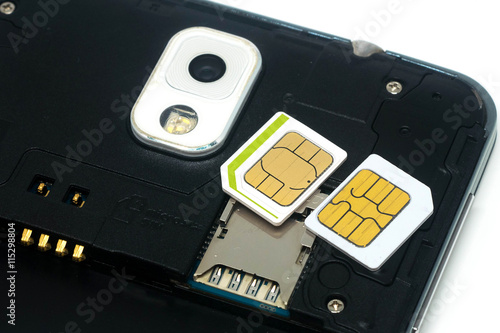 Simcards and slot for simcard inside mobile phone