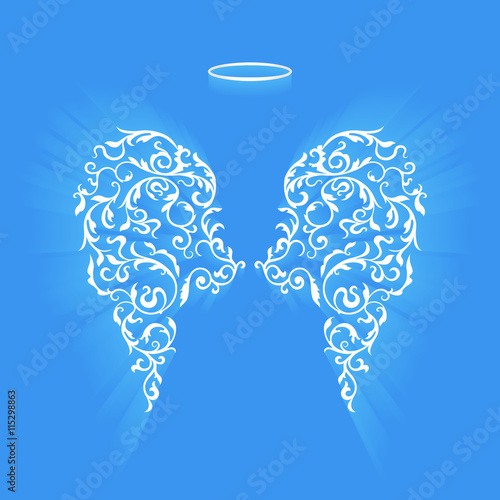 Original floral angel wings and Nimbus