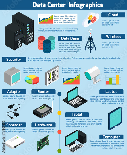 Data Center Isometric Infographics 