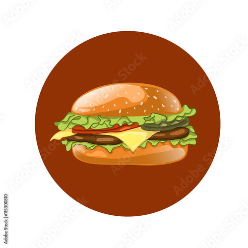 Burger. Cheeseburger vector illustration. Hamburger icon. Fast food concept. 