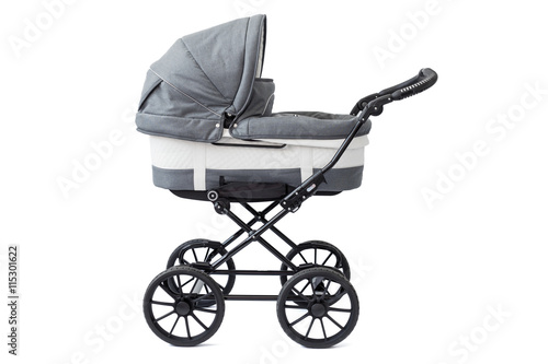Schilderij op canvas Baby carriage on white background