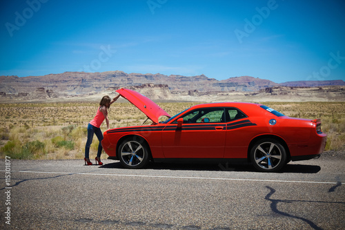 Fototapeta Naklejka Na Ścianę i Meble -  woman driver in desert