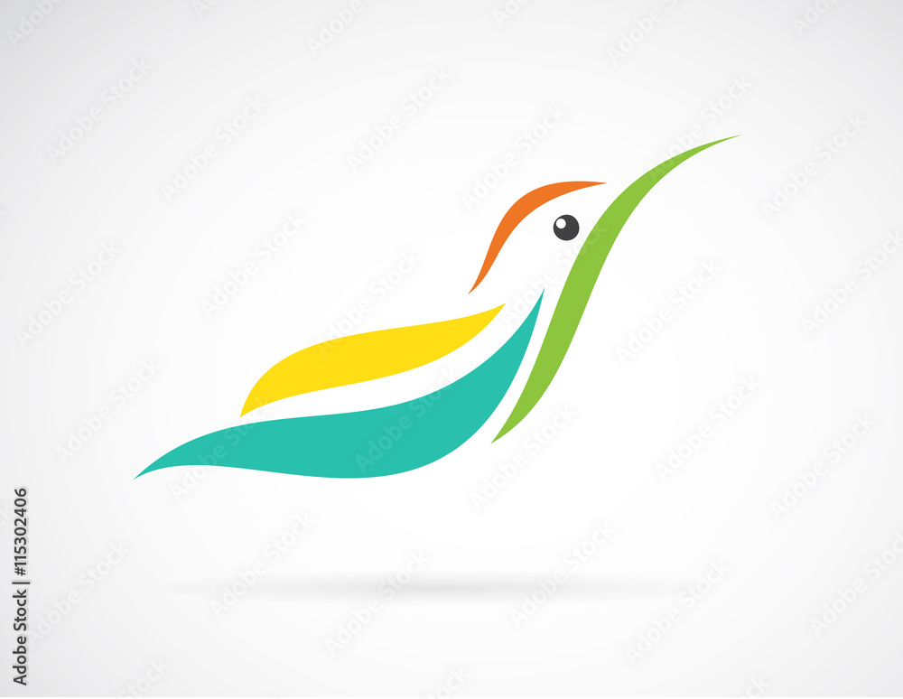 Vector image of an humming bird design on white background,  Vec