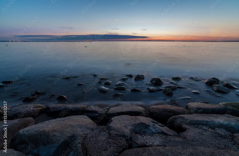 Calm Baltic sea seascape with rocks