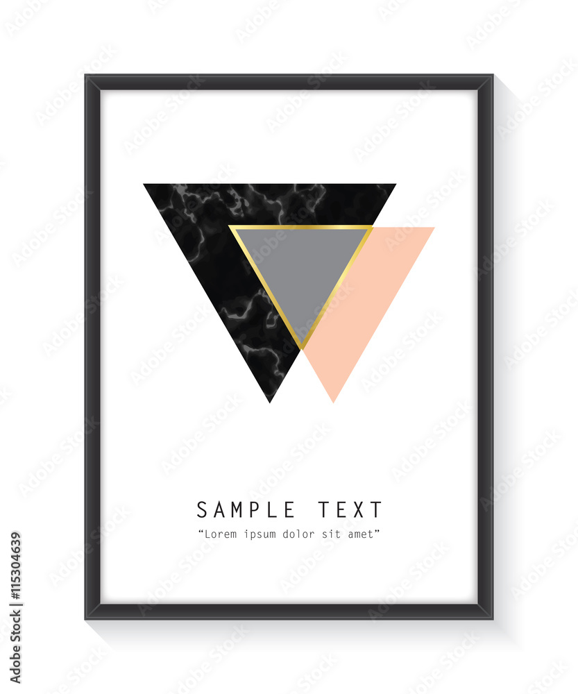 Framed geometric design with marble texture and gold detail Framed geometric design with marble texture and gold detail