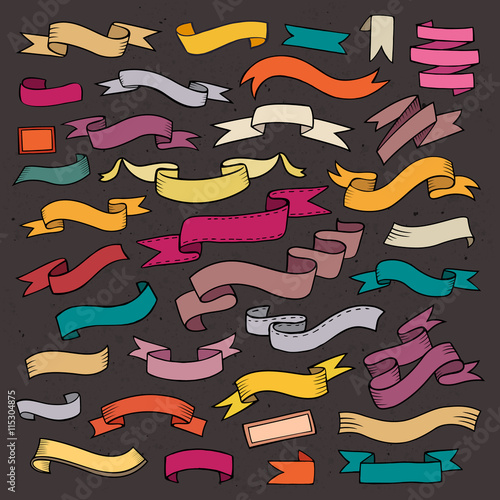 vector cartoon ribbon banners elements